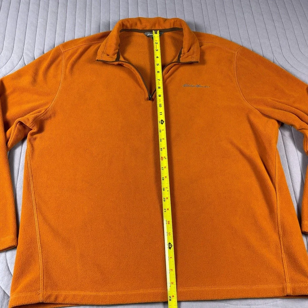 Eddie Bauer Fleece Pullover Mens XL Orange 1/4 Zip Lightweight Outdoor